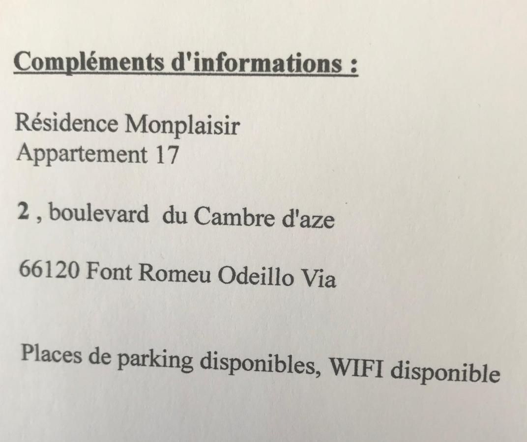 Ferienwohnung Monplaisir Font-Romeu-Odeillo-Via Exterior foto